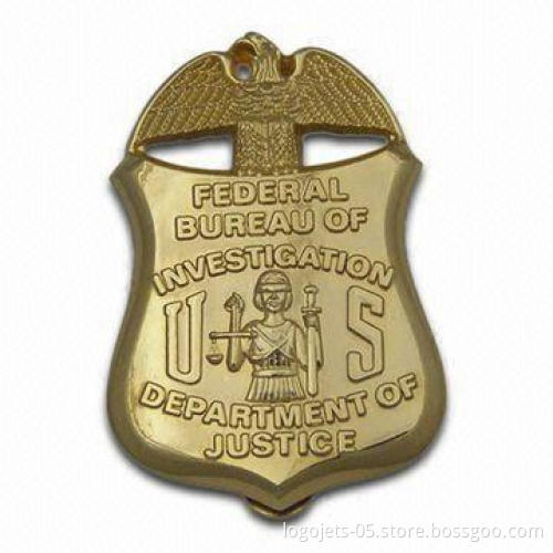 Hollow/3-D Police Badge, with Soft Enamel Colors Filled, OEM Orders are Accepted